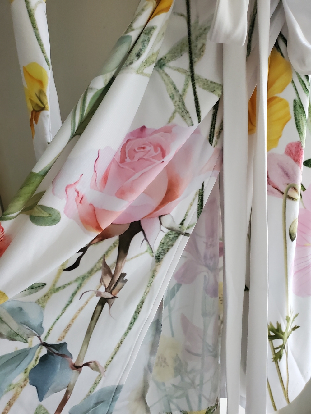 Floral Wrap Dress with Yellow & Pink Blooms - Picture 11 of 11